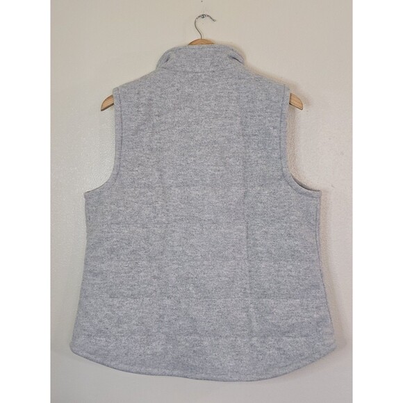 CROFT & BARROW Quilted Vest FLEECE LINED Zip Front w Snap Womens Size Large Gray - Picture 6 of 11